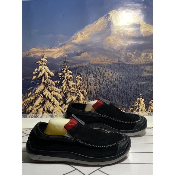 Crocs Linden Loafers Men\'s 12.5 Black Red Leather Slip On Boat Shoes Sneakers main image 6